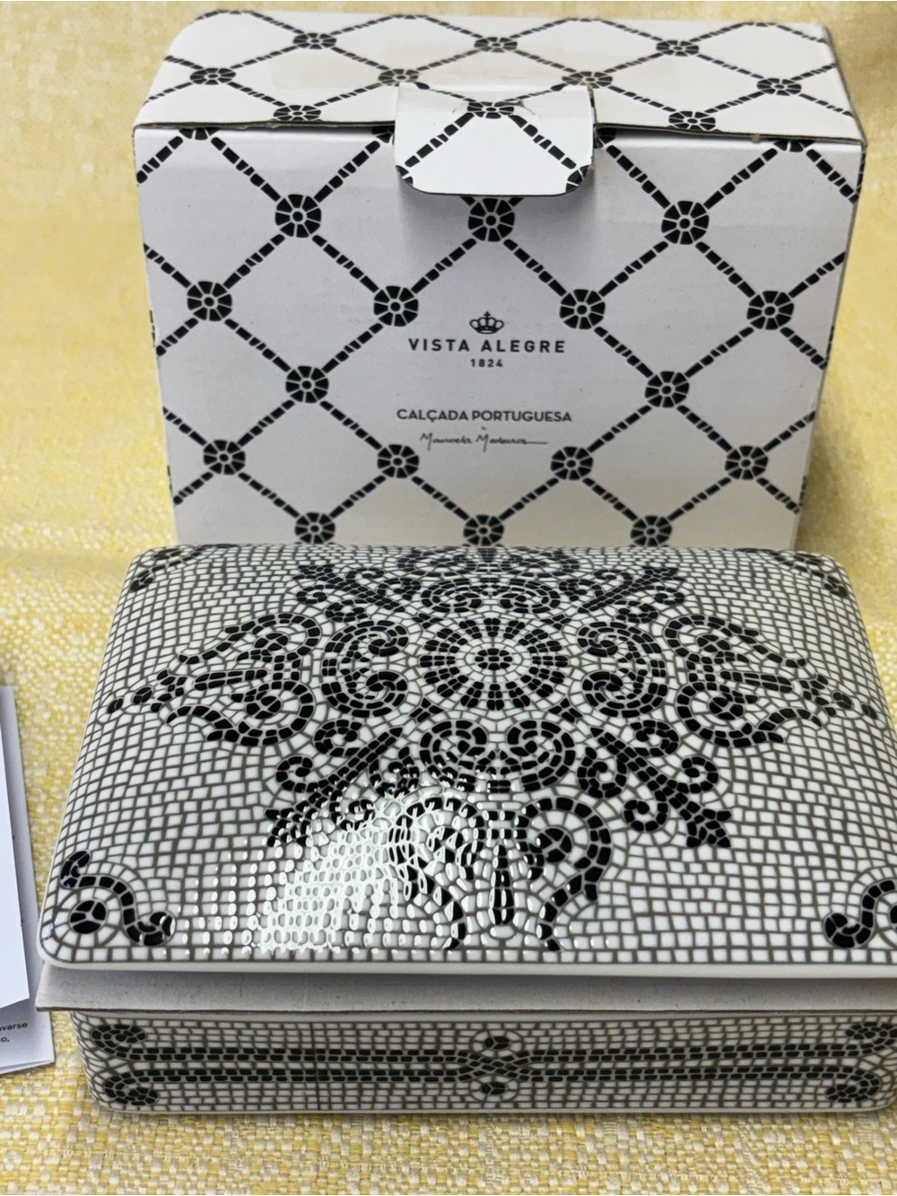 Vista Alegre Black and White Mosaic Porcelain Box - Picture 9 of 10